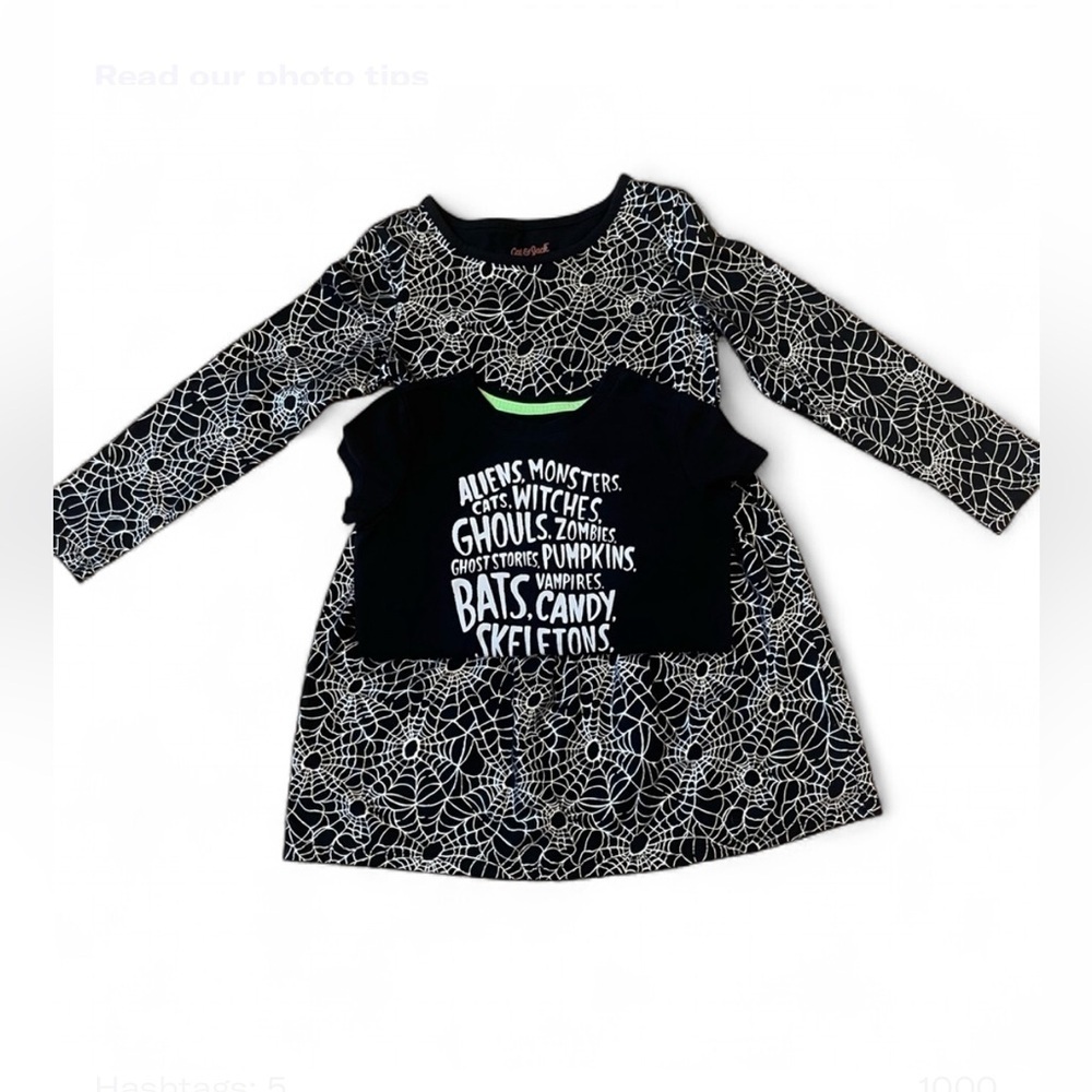 Halloween Cat and Jack Black Dress & Shirt Size Small (6/6X) Set of Two